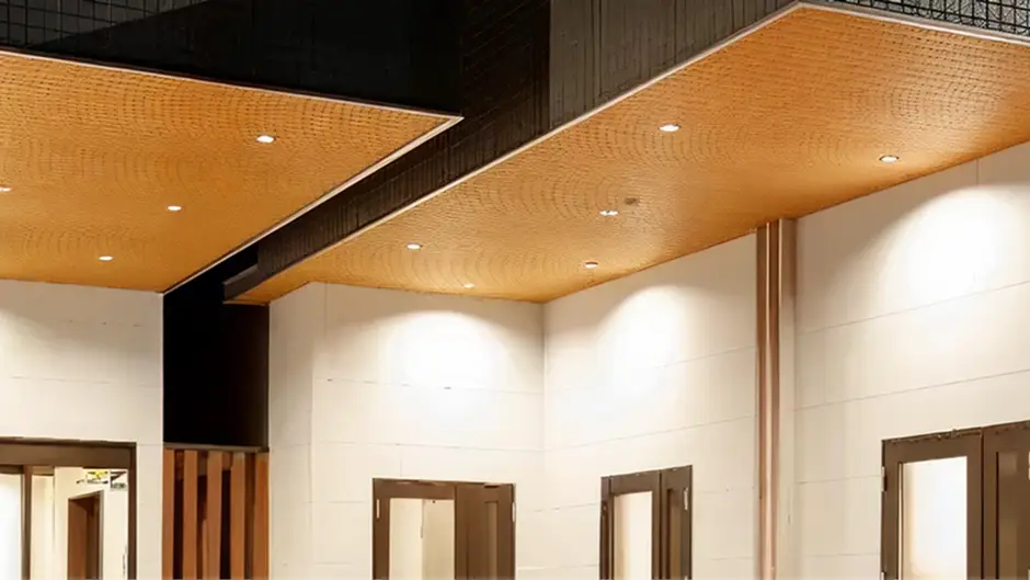 大きなガラス窓から緑を望む、県産材の柱と梁で構成された明るく安らぎのある斎場の待合スペース