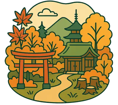 美しい景観や芸術の源泉となり、学習や教育の場として親しまれている様子を描いたイラスト