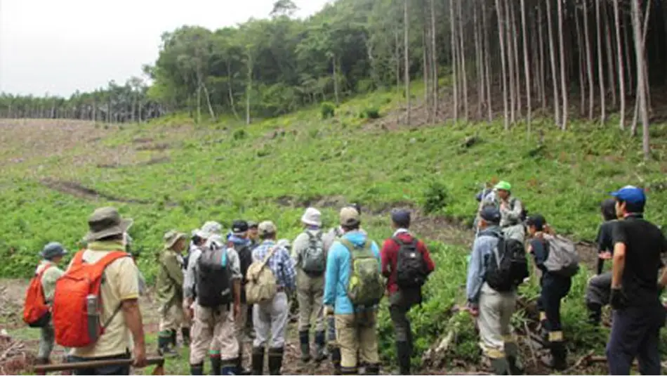 【写真】とちぎ里山塾 現地での森林整備研修の様子